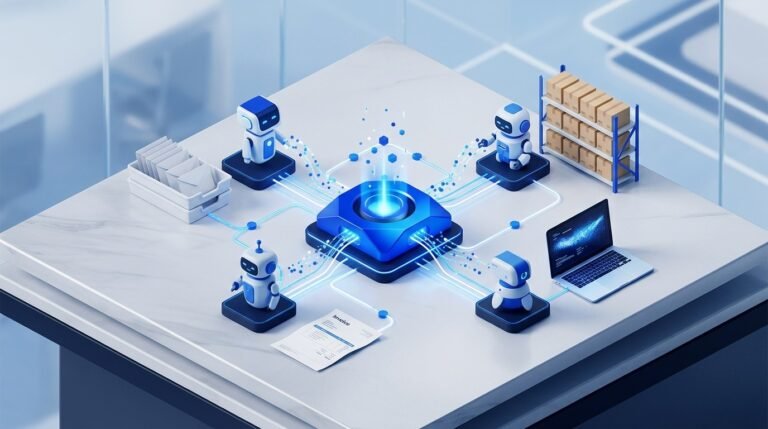 Varios agentes de IA especializados coordinados para completar un proceso empresarial de punta a punta